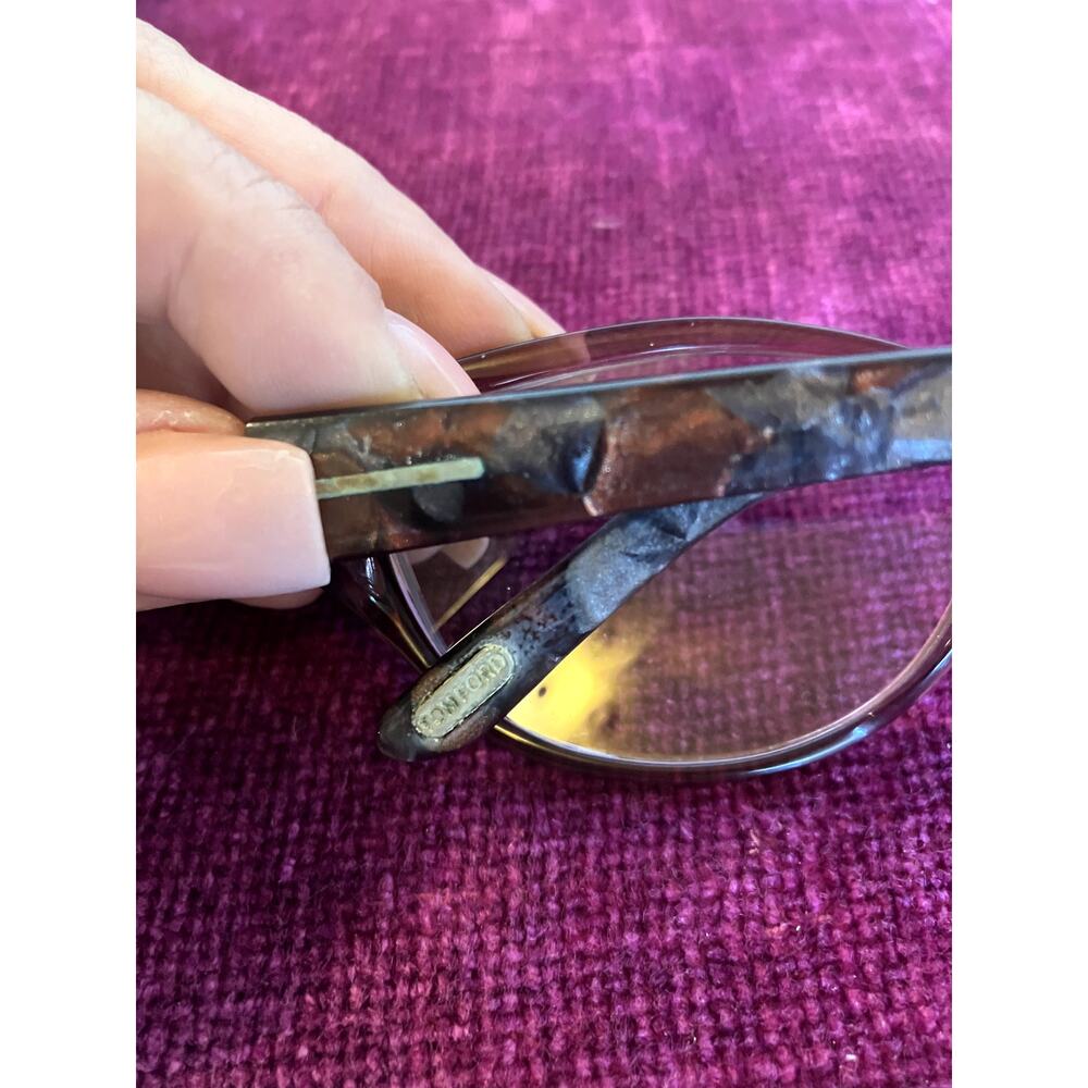 TOM FORD 90's Glasses Eyeglass Frames Floral Plum Purple AS-IS w Discoloration - Picture 4 of 7